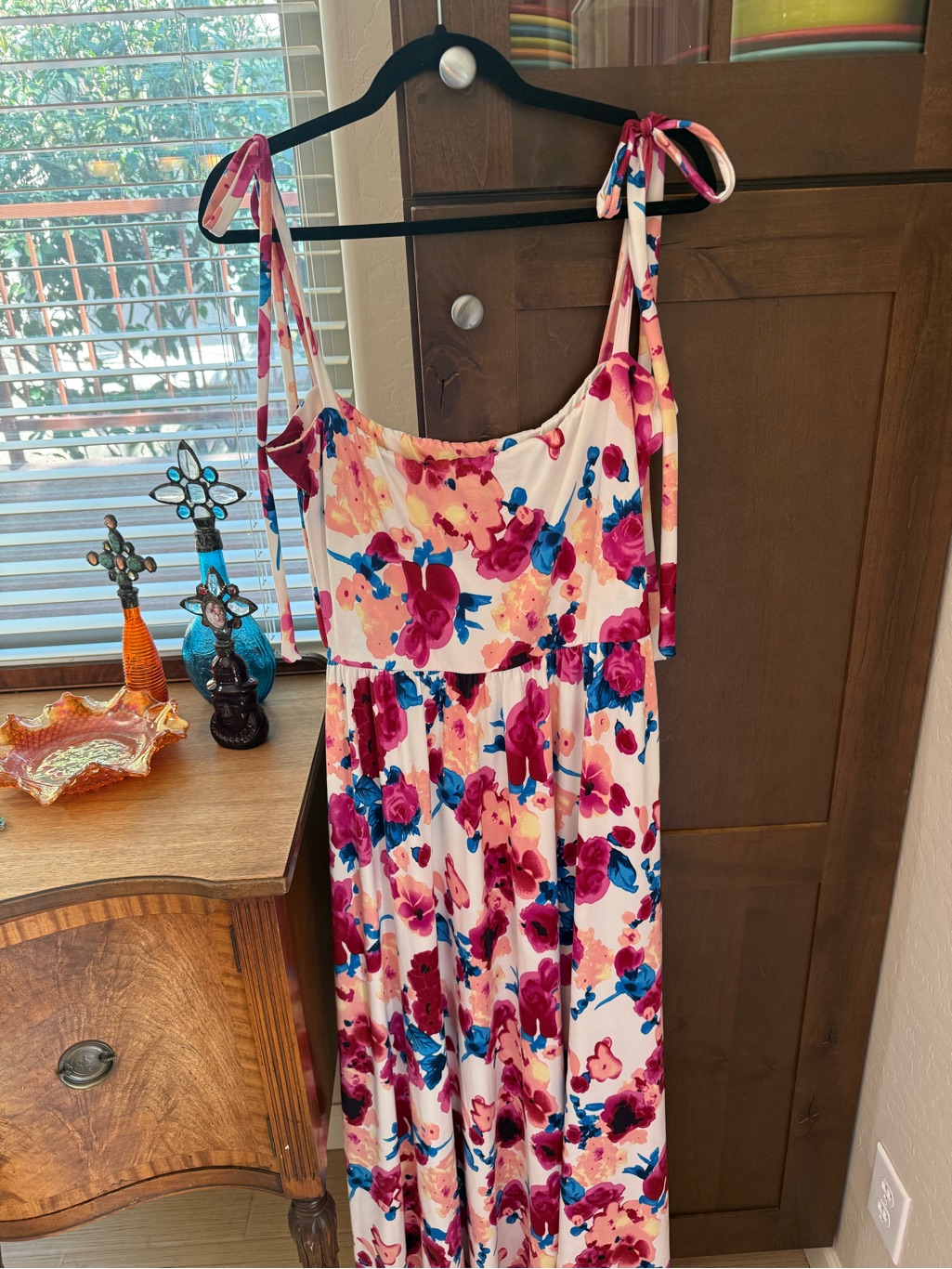 Rebdolls New With Tags Pink Multi Floral Tie-Shoulder Maxi Dress — image 3 of 8